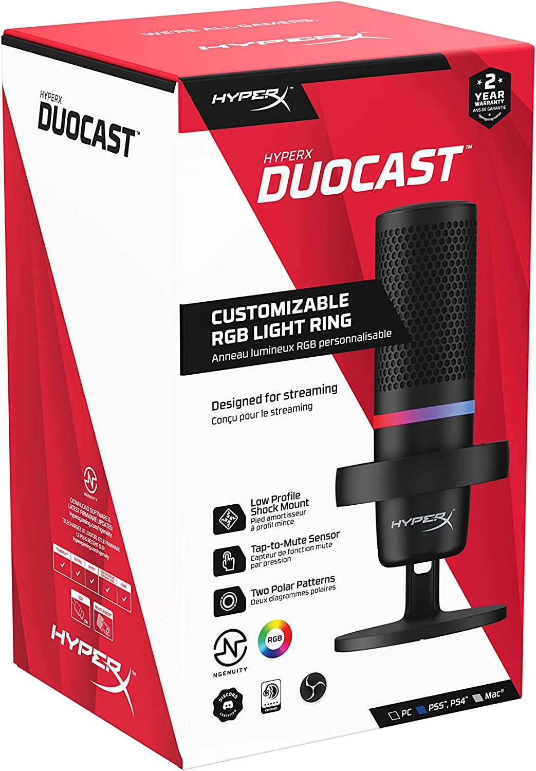 HyperX DuoCast - USB Microphone (Black) - RGB Lighting HyperX DuoCast - USB Microphone (Black) - RGB Lighting